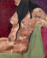 a painting of a nude woman sitting on a chair